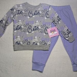 Charming Kids Pajama Set in Gray and Lavender by